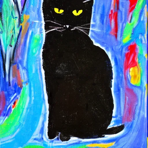 Prompt: abstract expressionism painting of a black cat