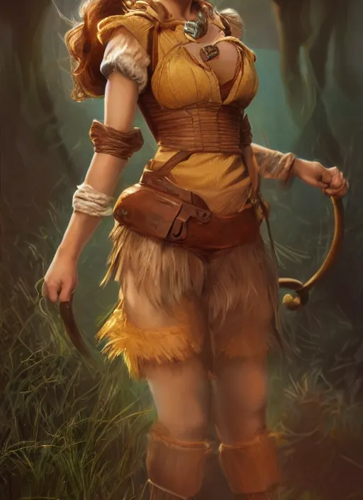 Image similar to beautiful female dorothy gale, rebecca romijn as dorothy, full body character concept, armor, super powers, fantasy, intricate, elegant, highly detailed, digital painting, artstation, concept art, shining, sharp focus, illustration, art by stanley lau