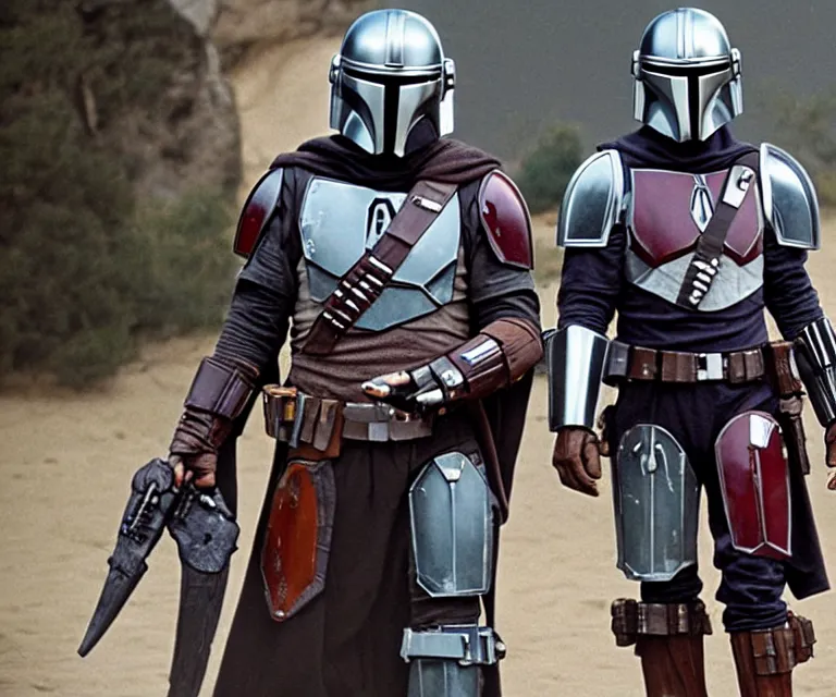 Image similar to still image of the mandalorian as a 1 9 9 0 s sitcom