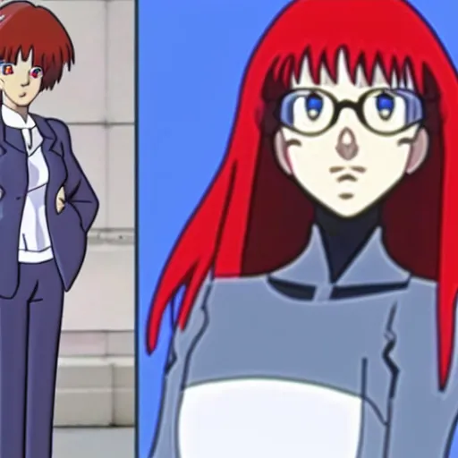 Prompt: theresa may cameo in neon genesis evangelion. theresa anime