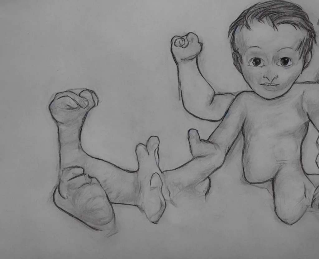 Prompt: kid drawing of flesh