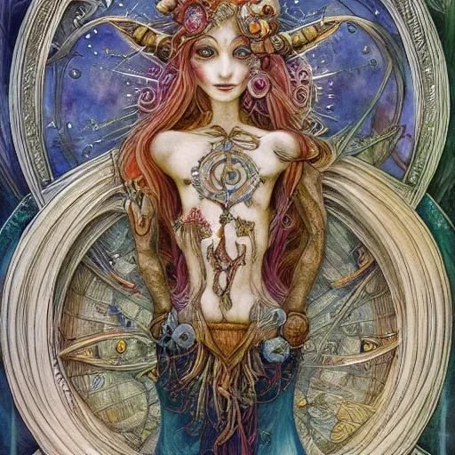 Image similar to detailed and sharp virgo artistic zodiac artwork, mystic style, detailed, 8 k, detailed, symmetrical, by brian froud