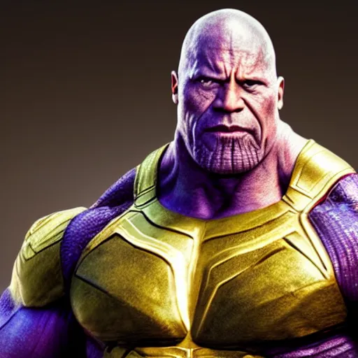 Prompt: Dwayne johnson as Thanos, Full Render