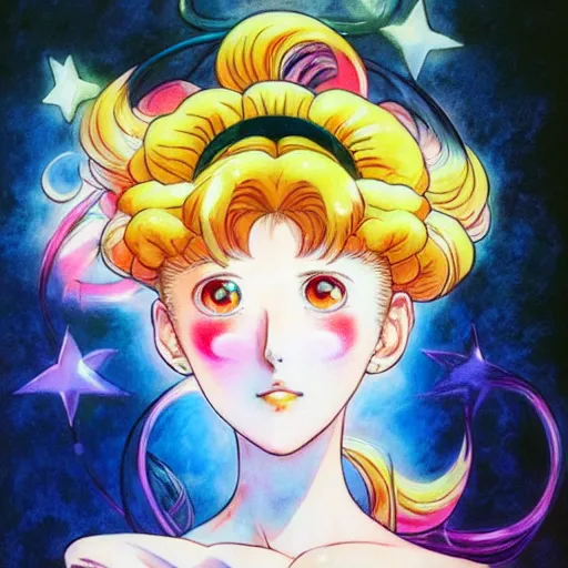 Image similar to prompt : sailor moon portrait soft light painted by james jean and katsuhiro otomo, magical eyes, inspired by evangeleon anime, smooth face feature, intricate oil painting, high detail, sharp high detail, manga and anime 1 9 9 0