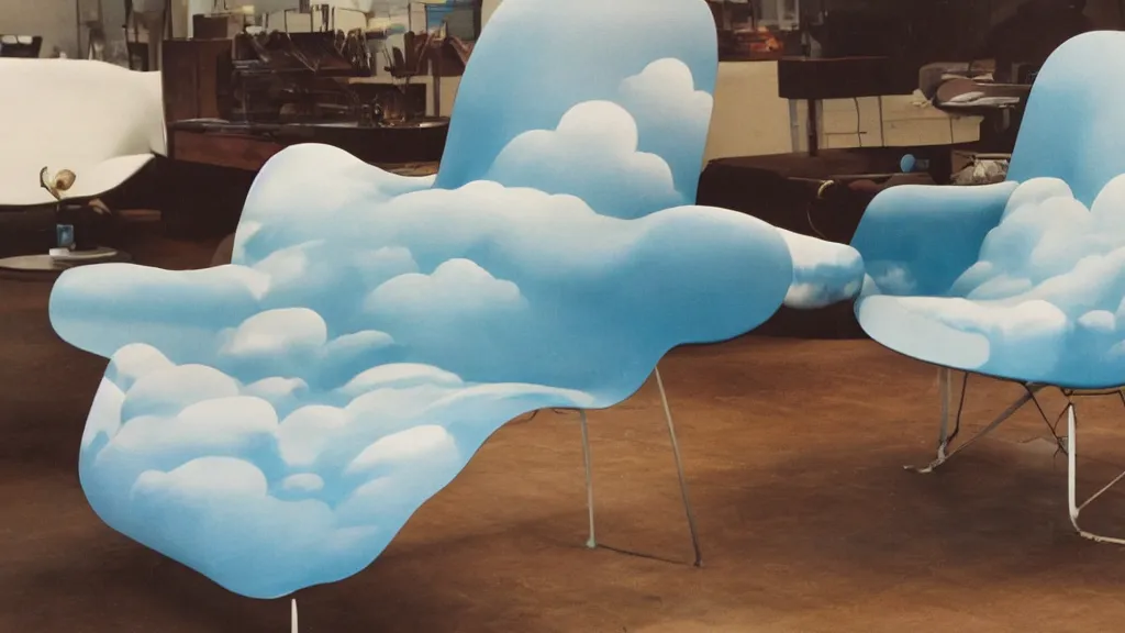 Image similar to a lounging chair inspired clouds made by eames