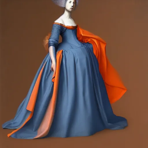 Prompt: a show design by leonardo davinci design by balenciaga ,silk ,,pastel colours blue orange and red ,white background ,hyper realistic,highly detailed,fashion design, baroque, matte painting, concept art, hdri, 4k -