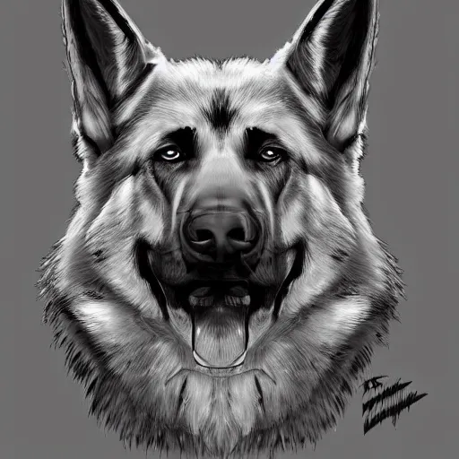 Prompt: portrait of a humanoid german shepherd beast - man in military style, highly detailed portrait, digital painting, artstation, concept art, smooth, sharp foccus ilustration, artstation hq