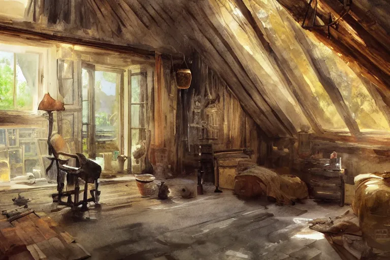 Prompt: paint brush strokes, abstract watercolor painting of rustic village house, interior closeup, medieval straw roof, scandinavian viking age, ambient lantern lighting, art by hans dahl, by jesper ejsing, art by anders zorn, wonderful masterpiece by greg rutkowski, cinematic light, american romanticism by greg manchess, creation by tyler edlin