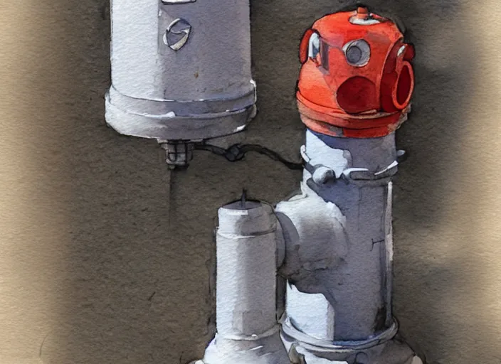 Image similar to concept art of a hydrant, pinterest, artstation trending, behance, watercolor, by coby whitmore, silver, laser light,