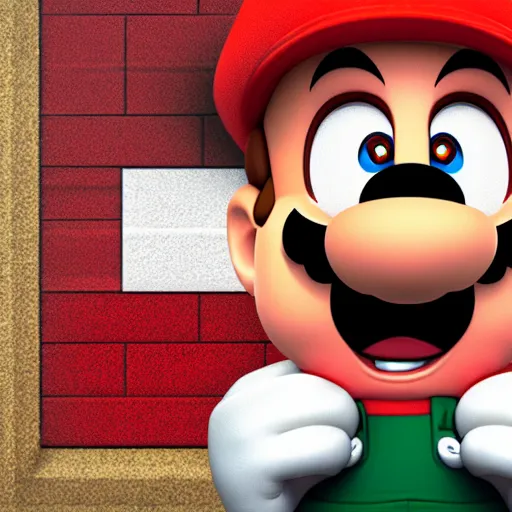 Image similar to photo of person with mouth open and tiny super mario is inside mouth