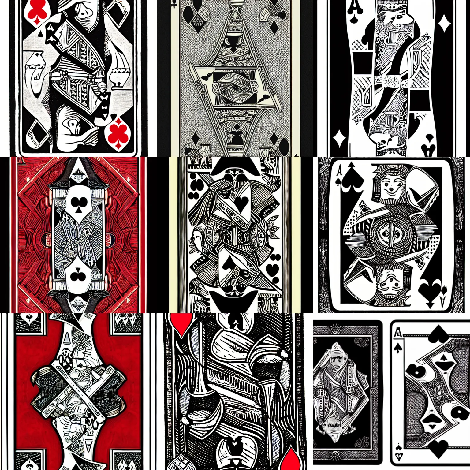 Prompt: playing card design of an ace of spades including a weasel, drawn by escher