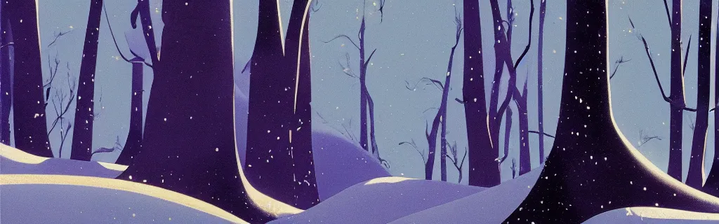 Image similar to snow, gold and white tones, animated film, stylised, illustration, by eyvind earle, scott wills, genndy tartakovski