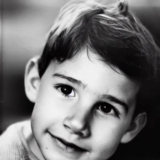 Prompt: a face portrait of tom cruise at 6 years old. photography.