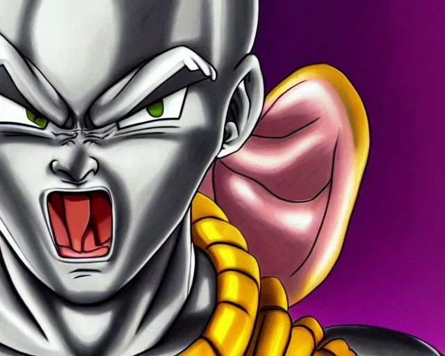 Prompt: detailed cartoon portrait of freeza from dragon ball z, 3 d pixar, sharp high quality