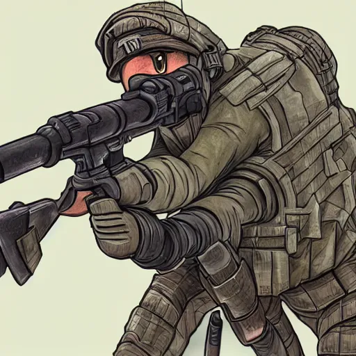 Prompt: somethingawful goon sniper, illustration, detailed