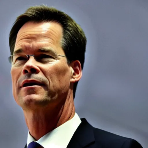 Prompt: Mark Rutte wearing a tiny hat