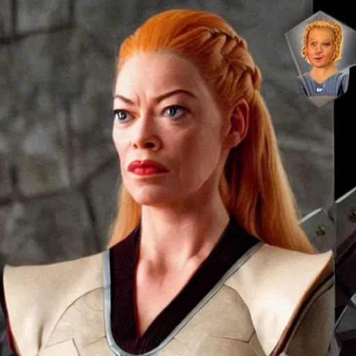 Image similar to seven of nine from star trek sitting on the iron throne in kings landing from game of thrones