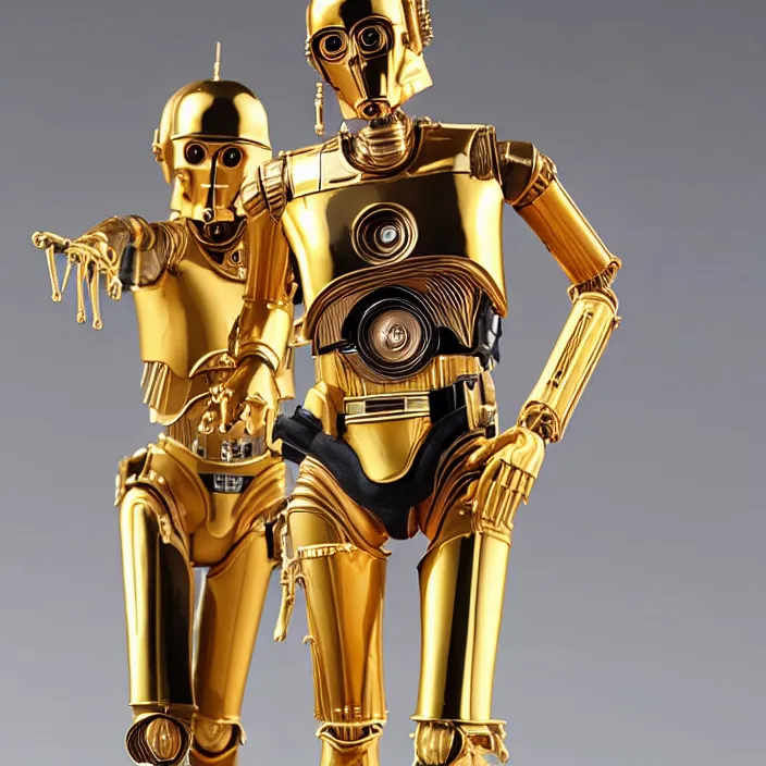 Image similar to a detailed figure of c - 3 po, first 4 figures, detailed product photo