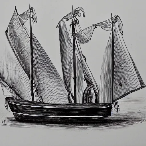 Prompt: an hand sketch of an detailed portuguese caravel with an portuguese flag on the top