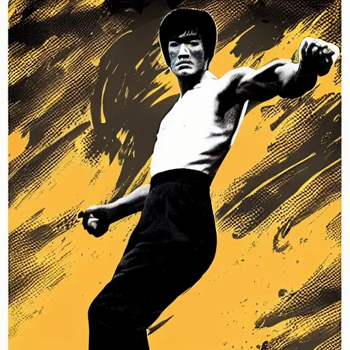 Prompt: bruce lee in style of think different