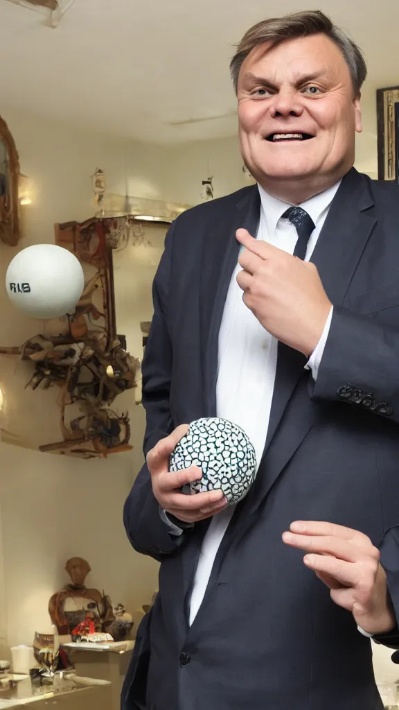 Prompt: ed balls, holding balls