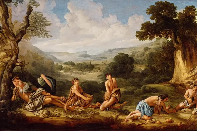 Image similar to The shepherds of Arcadia, very detailed