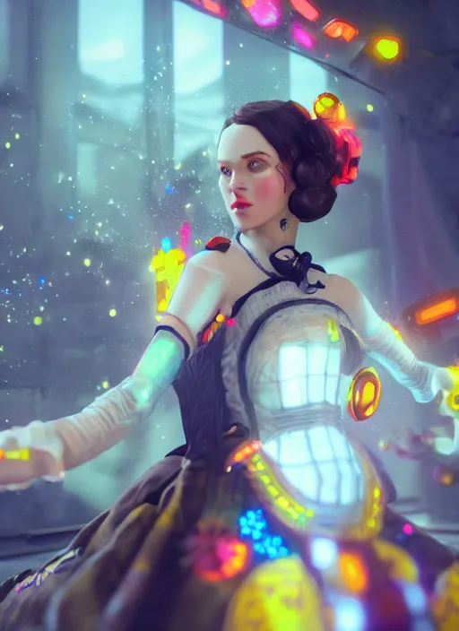 Image similar to Ada Lovelace full of colour, cinematic lighting, trending on artstation, 4k, hyperrealistic, focused, extreme details,unreal engine 5, cinematic, masterpiece