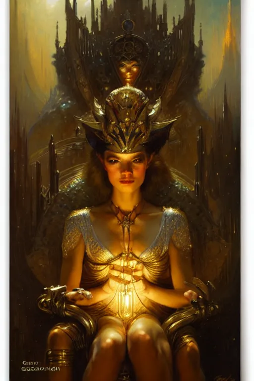 Image similar to the king of diamonds by gaston bussiere, bayard wu, greg rutkowski, giger, maxim verehin