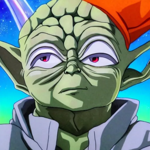 Image similar to Yoda portrait as an anime character from Dragon Ball Z. Beautiful. 4K.