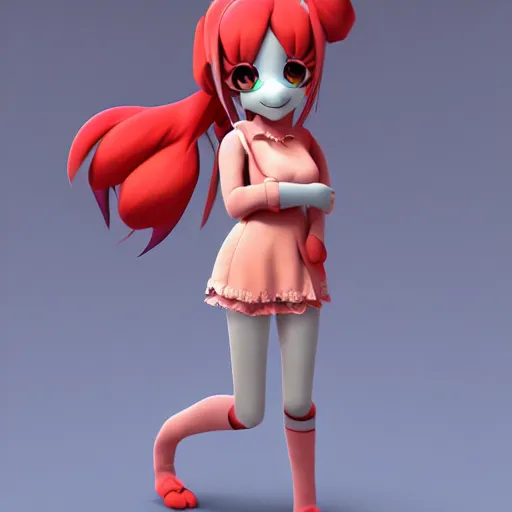 Image similar to cute fumo plush of a marsupial girl, anime girl, artstation character design contest winner, stylized pbr, vray, character silhouette, smile