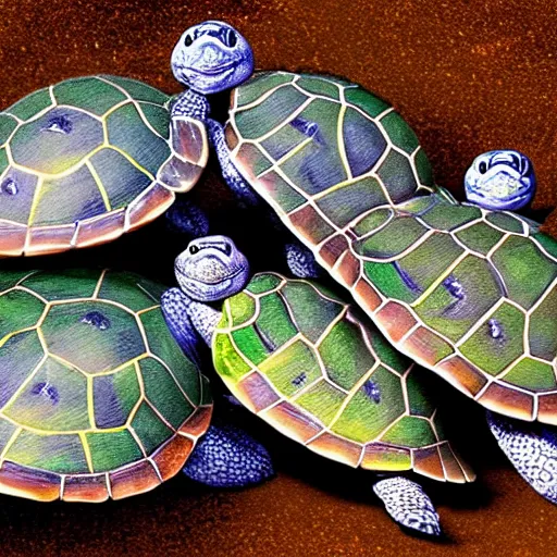 Image similar to a stack of turtles beneath a flat earth