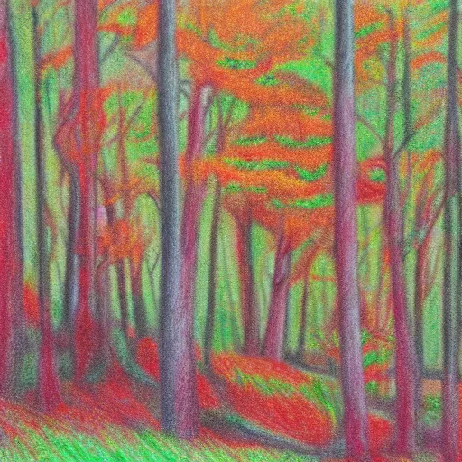 Prompt: forest in a Colored pencil style