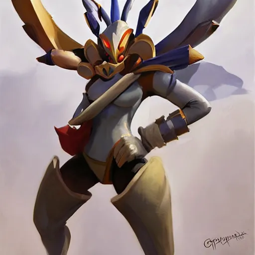 Image similar to greg manchess portrait painting of partially armored sylveon as overwatch character, medium shot, asymmetrical, profile picture, organic painting, sunny day, matte painting, bold shapes, hard edges, street art, trending on artstation, by huang guangjian, gil elvgren, ruan jia, greg rutkowski, gaston bussiere