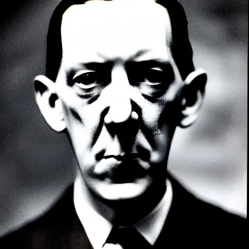 Prompt: h p lovecraft posing for a camera, holding up an eye during an photoshoot for his early 2 0 0 0's techno album, cool coloring reminiscent of the 2 0 0 0 s