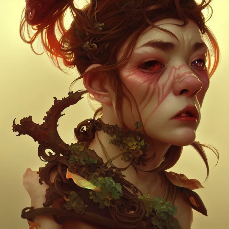 Image similar to beautiful goblin, highly detailed, digital painting, artstation, sharp focus, illustration, art by tan zi and ayanamikodon and alphonse mucha and wlop