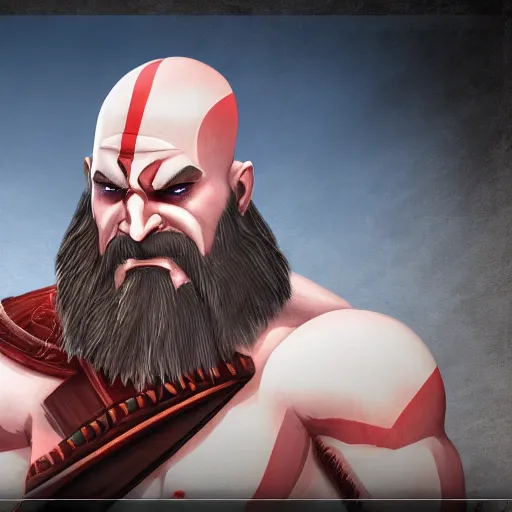 Image similar to kratos, god of thunder war, trending on artstation, anime 4 k