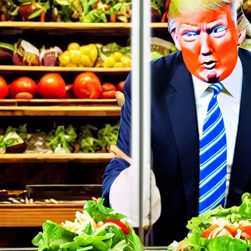 Image similar to skinny Donald Trump eating a salad