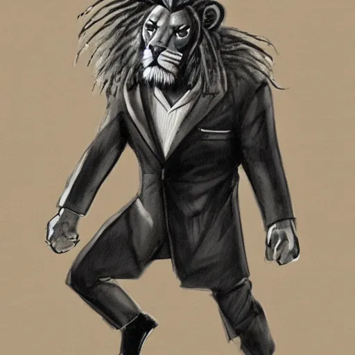 Prompt: profile picture of gambling lion with suit from wall street, concept art, lofi