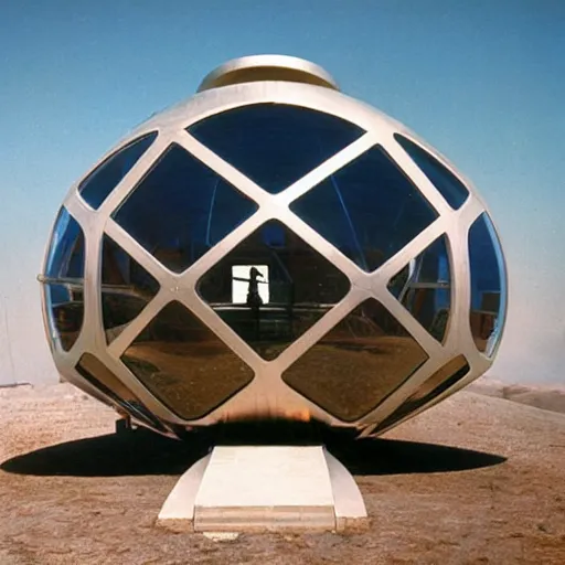 Image similar to futuristic pod dwelling by buckminster fuller and syd mead, contemporary architecture, photo journalism, photography, cinematic, national geographic photoshoot