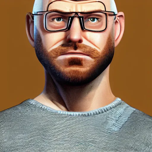 Image similar to Dr. Venture in real life with a reddish-brown chin strap goatee, realistic, very realistic, hyperrealistic, highly detailed, very detailed, extremely detailed, detailed, digital art, oil painting, trending on artstation, headshot and bodyshot, detailed face, very detailed face, extremely detailed face, HD Quality, 8k resolution