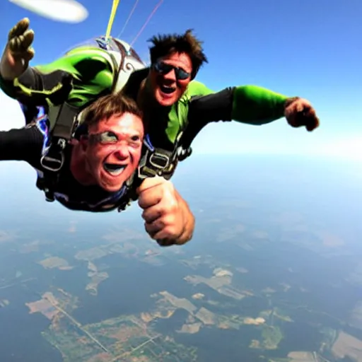 Image similar to hulk skydiving