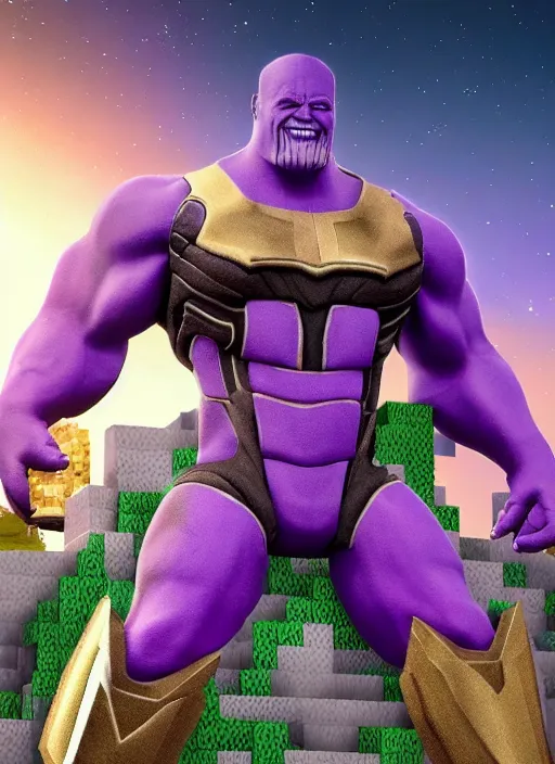 Prompt: realistic thanos in minecraft