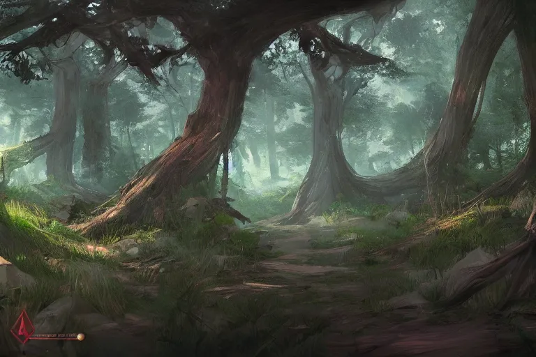 Prompt: lush forest, concept art trending on artstation,