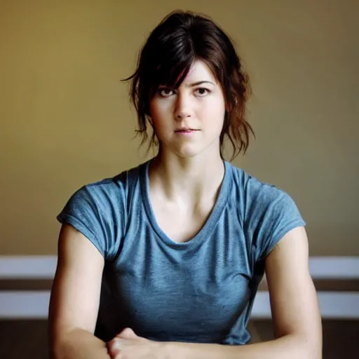 Prompt: a masterpiece portrait photo of a beautiful young woman yoga instructor who looks like a manic pixie dream girl mary elizabeth winstead, symmetrical face