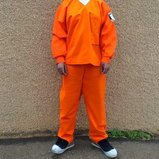 Image similar to bee wearing orange inmate clothes