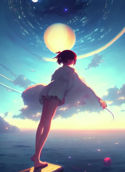 anime a young a girl floating inside clouds,ink, | Stable Diffusion |  OpenArt