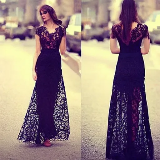 Image similar to lace dress fashion concept design, realistic, extra long dress,