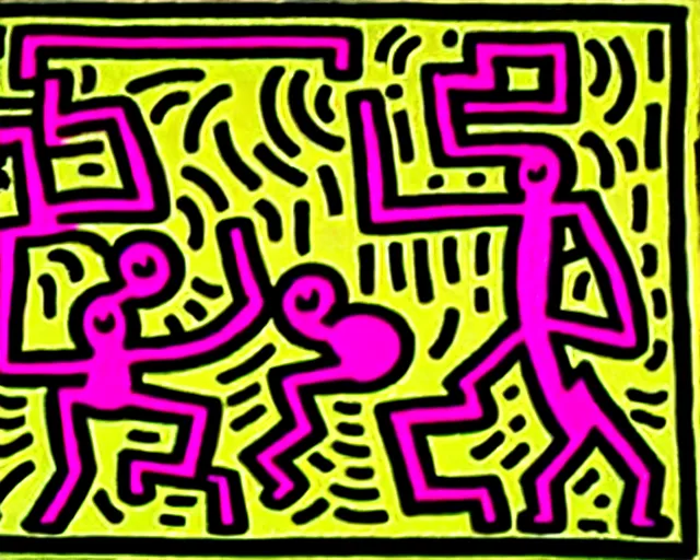 Image similar to artwork by keith haring