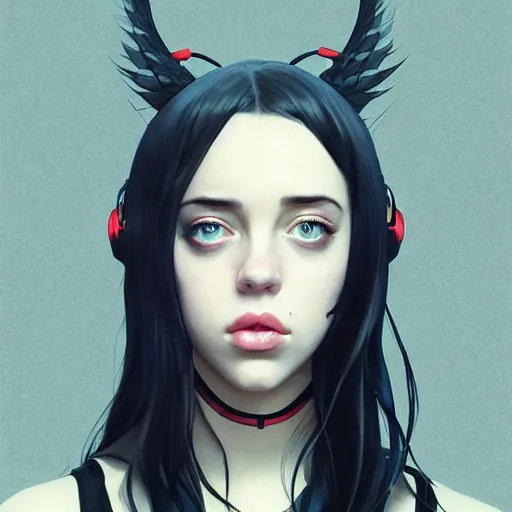 Image similar to a beautiful billie eilish kat dennings alluring instagram model in elaborate latex tank top, by guweiz and wlop and ilya kuvshinov and artgerm and makoto shinkai and studio ghibli, symmetrical eyes, aesthetic, gorgeous, stunning, alluring, attractive, artstation, deviantart, pinterest, digital art