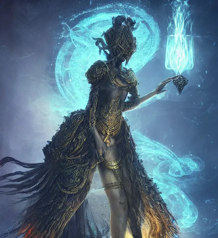 Image similar to unreal engine render + a goddess, tarot card, dark souls colour scheme, luminal, smooth, coherent, high detailed, kerem beyit, Karol Bak, featured on artstation, instagram HD, unreal engine